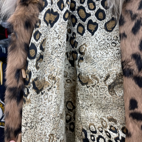 Leopard Print Rabbit Fur 3/4 Length Jacket - Picture 3 of 6